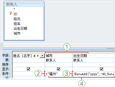 城市和出生日期的条件