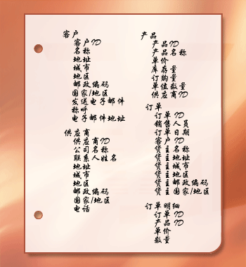 设计过程中信息项的列表